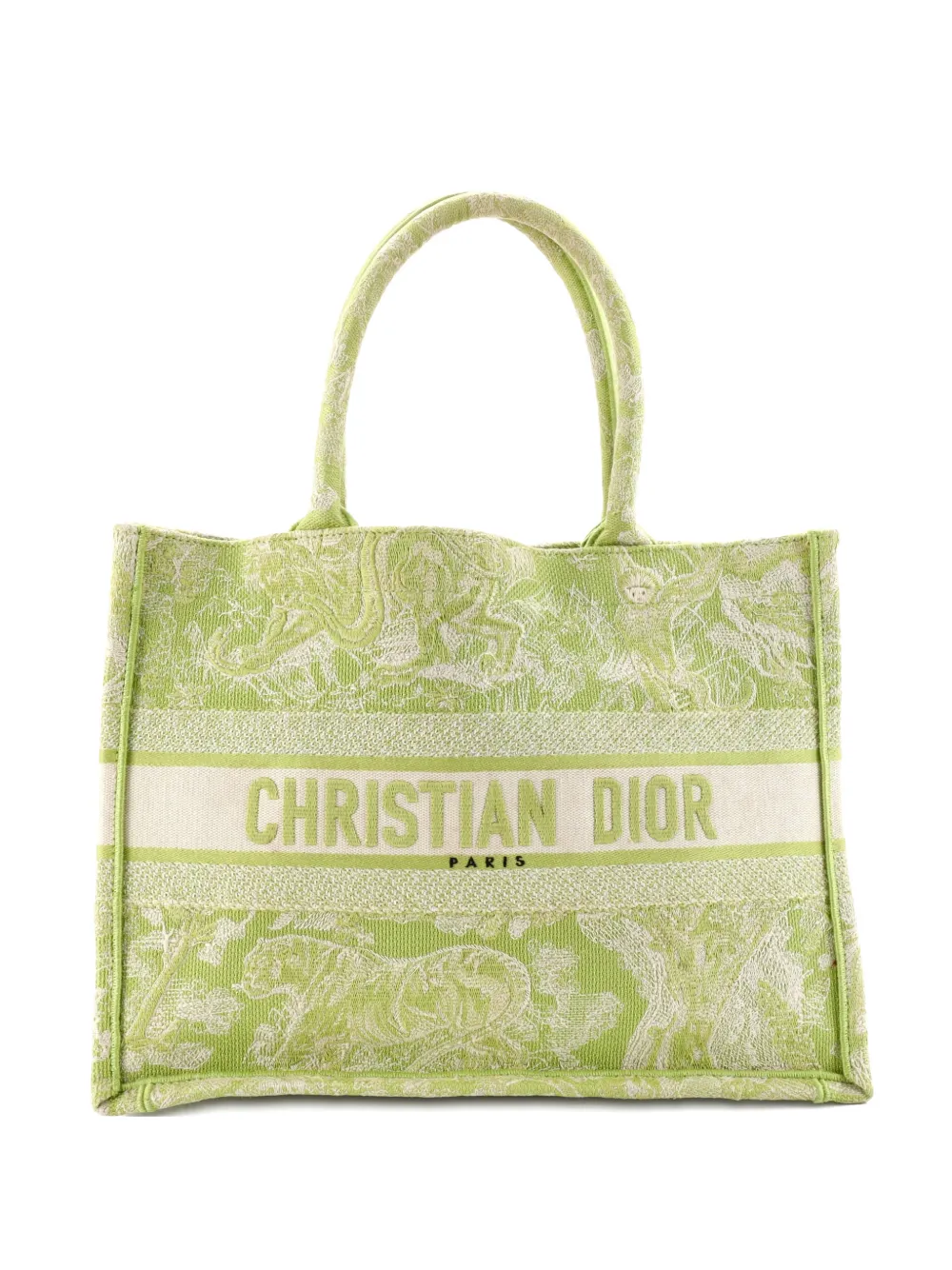 Christian Dior Pre-Owned Book Embroidered Canvas Medium tote bag - Verde