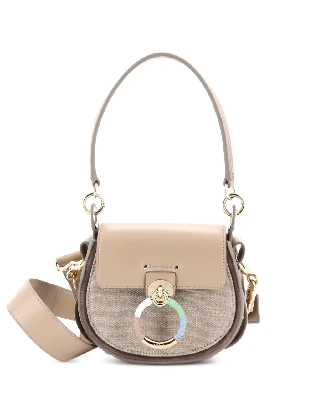 Chloé Pre-Owned Tess Bag Linen and Leather Small shoulder bag - Toni neutri