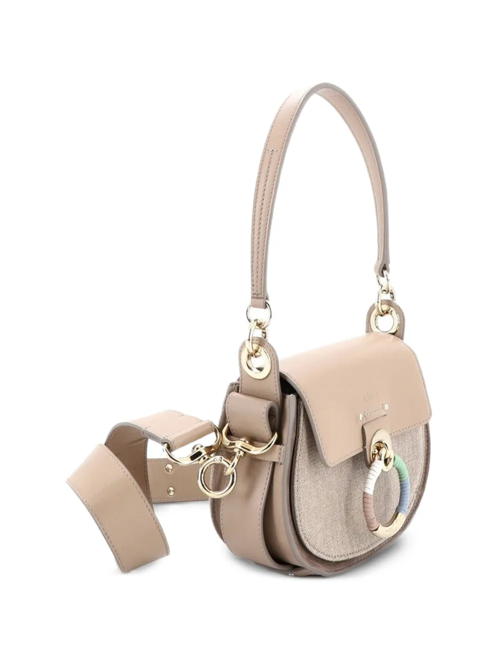  Chloé Pre-owned Tess Bag Linen And Leather Small Shoulder Bag - Neutrals 