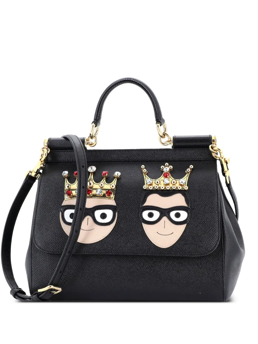 Dolce & Gabbana Pre-Owned Family Miss Sicily Bag Patchwork Leather Medium satchel - Nero