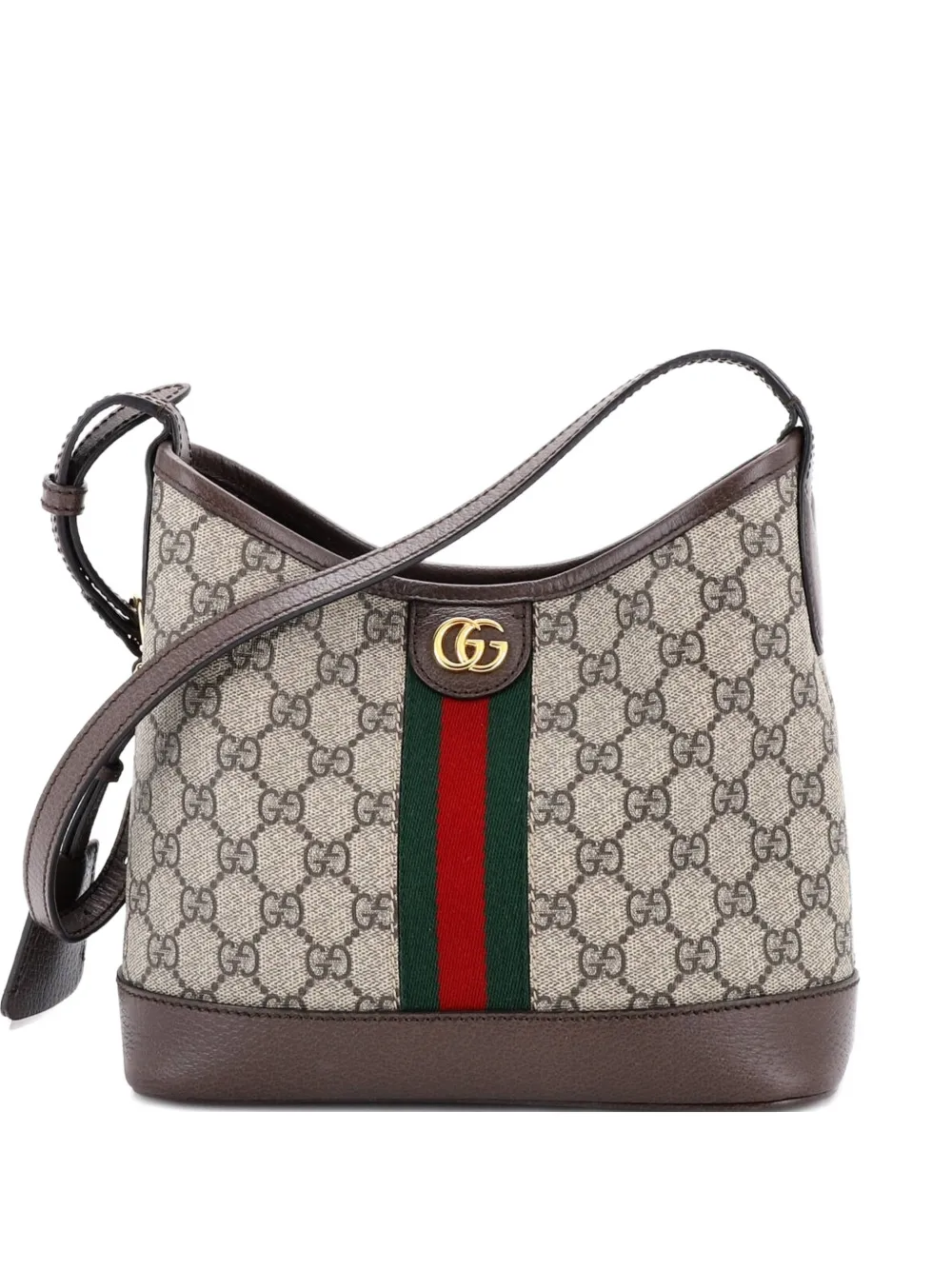 Gucci Pre-Owned Ophidia Open Bucket Bag GG Coated Canvas with Leather Small shoulder bag - Marrone