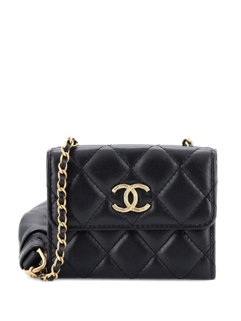 CHANEL Pre-Owned Card Holder with Padded Chain Strap Quilted Lambskin shoulder bag - Nero