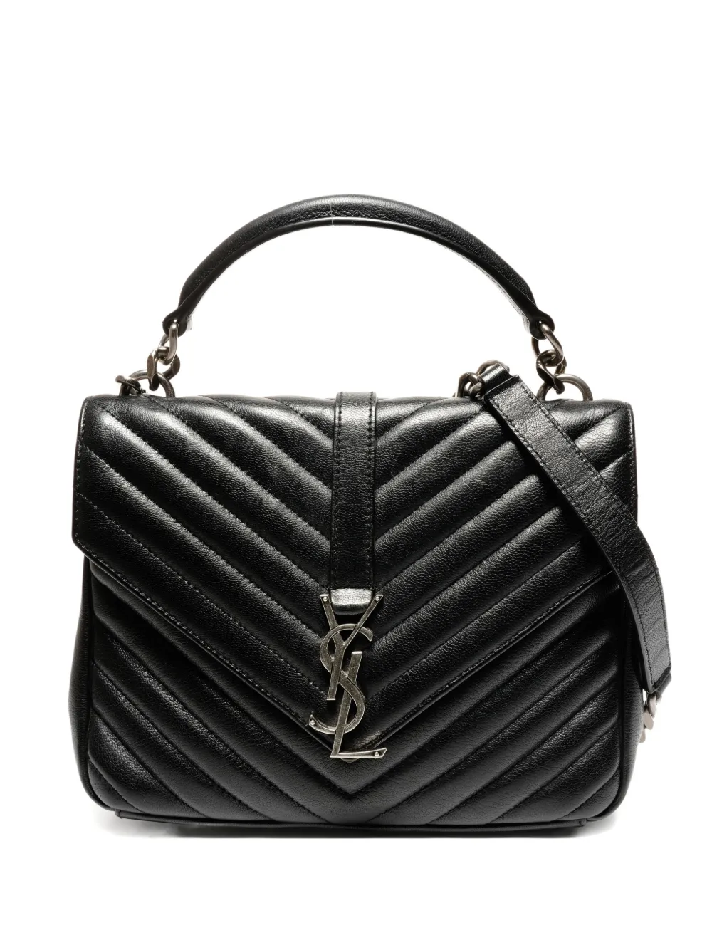 Saint Laurent Pre-Owned 2010-2019 small LouLou chevron tote bag - Nero