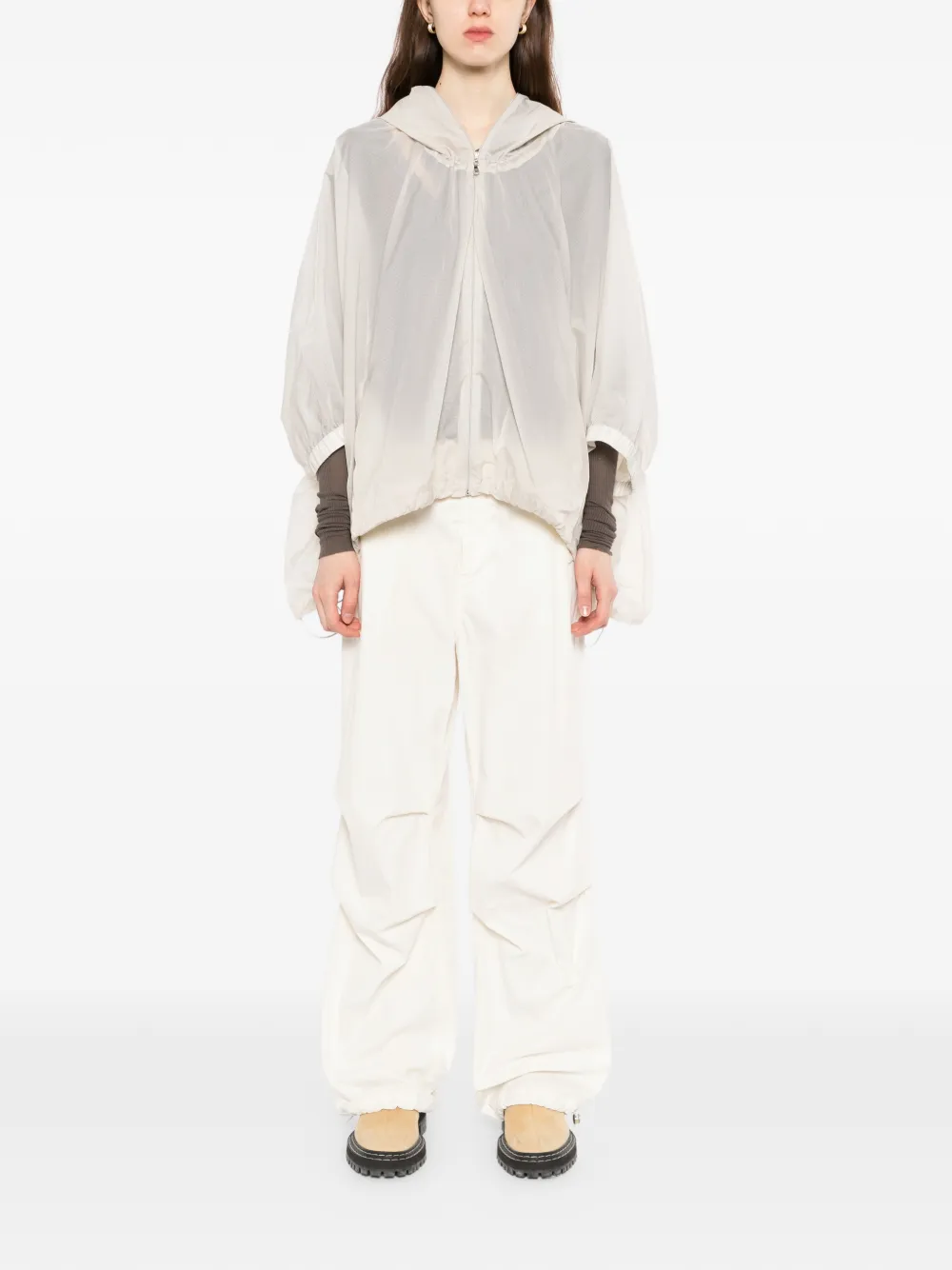  Gdel By Gaze De Lin Lip-stop Hooded Jacket - Neutrals 