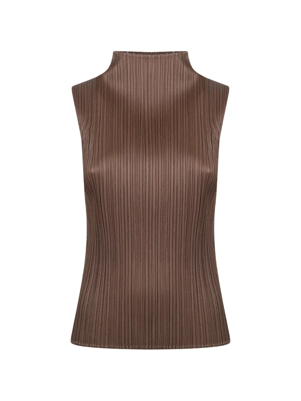 Pleats Please Issey Miyake Basics 4 pleated tank top - Marrone