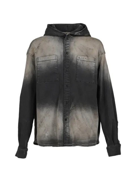 We11done hooded button-up denim shirt