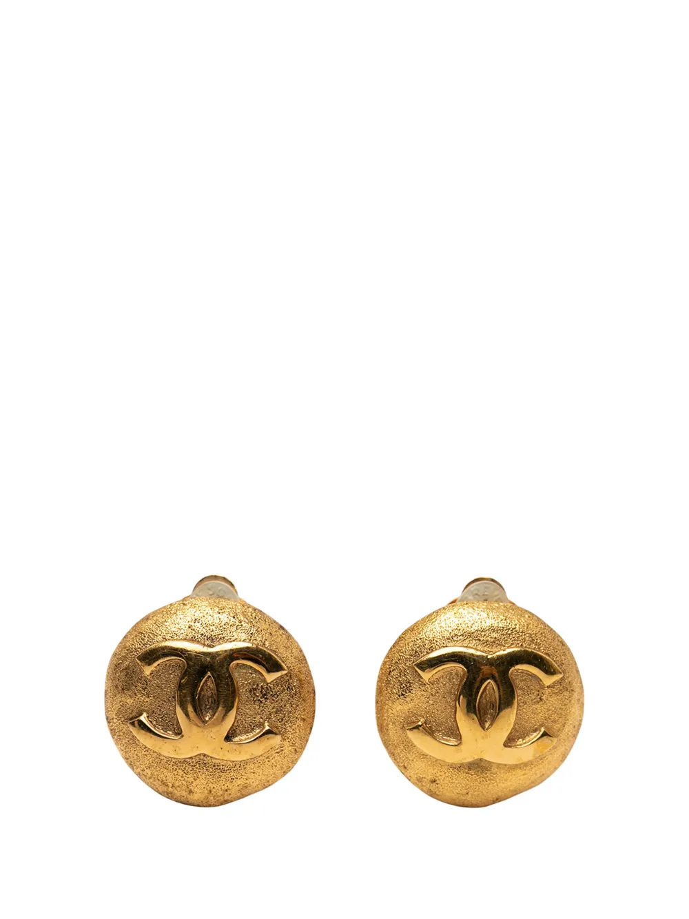 CHANEL Pre-Owned 1980-1990 CC Gold Plated Round Clip On Earrings costume earrings - Oro
