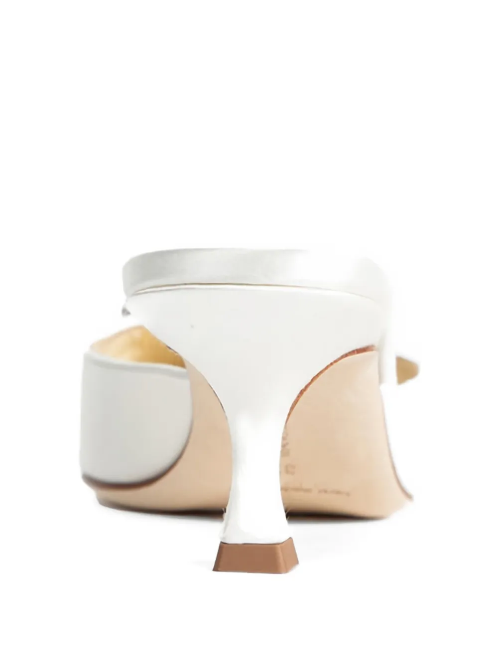 Manolo Blahnik Mayjou crystal-buckle satin mules Wit