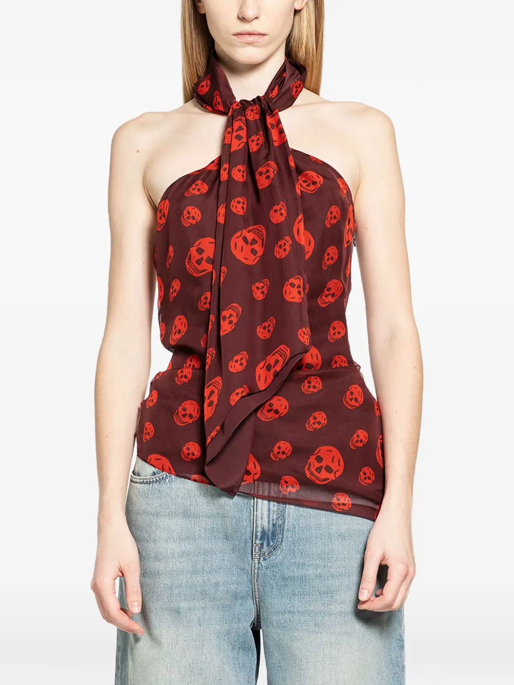 Alexander McQueen high neck twisted top - Marrone