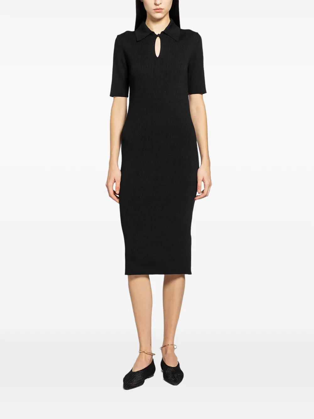 Jil Sander wool midi polo dress - Nero