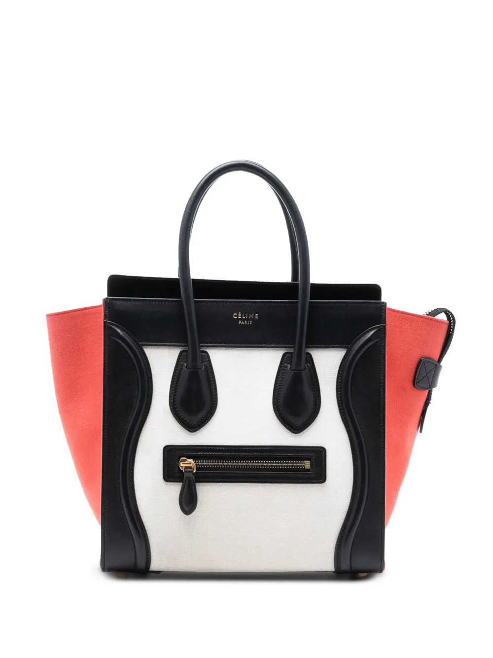 Celine Pre-Owned 2014 Micro Tricolor Canvas and Leather Luggage Tote handbag - Multicolore
