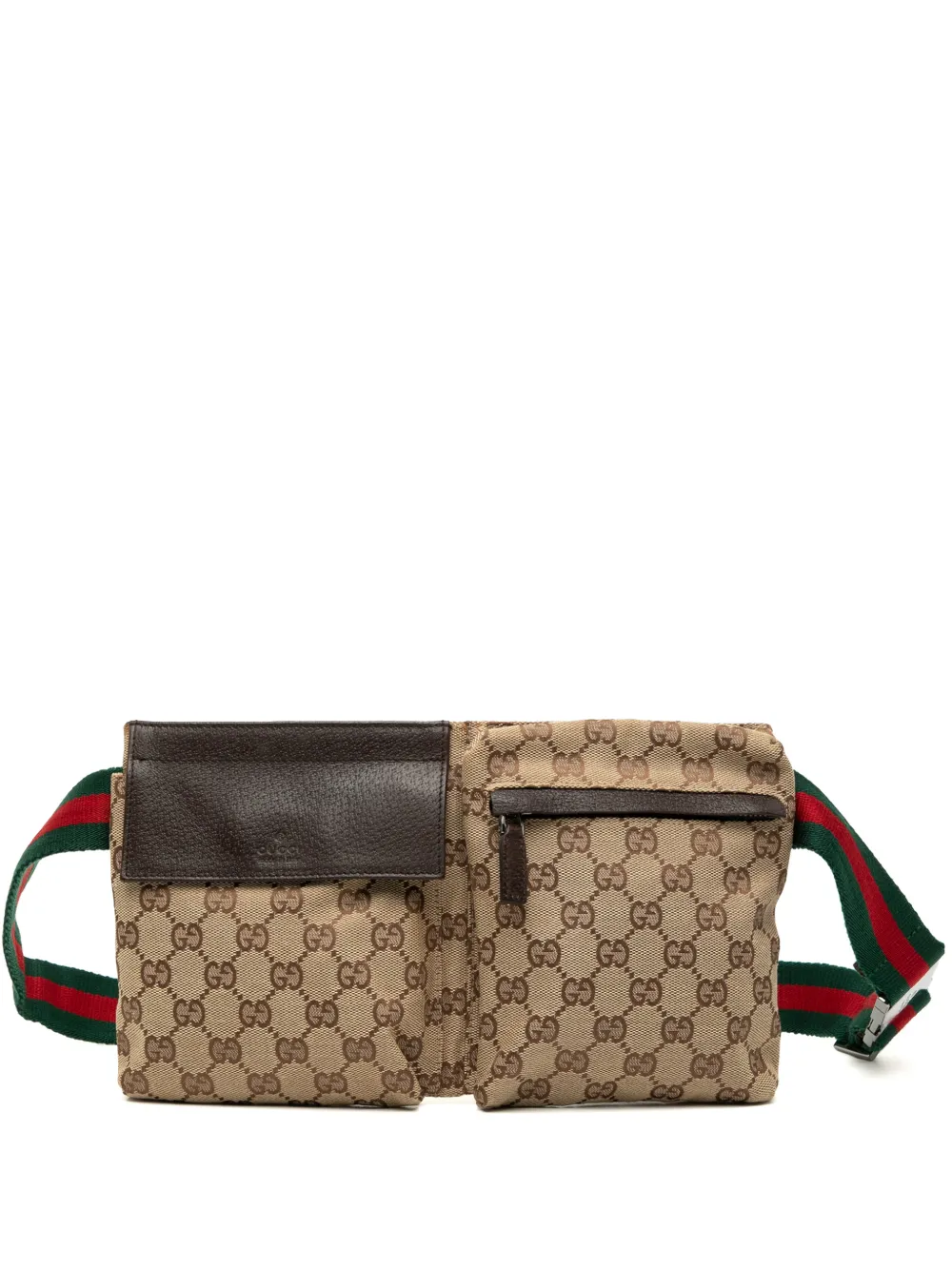 Gucci Pre-Owned 2000-2015 GG Canvas Web Double Pocket belt bag - Marrone