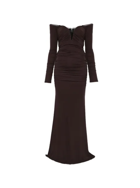 Elisabetta Franchi off-the-shoulder gathered maxi dress