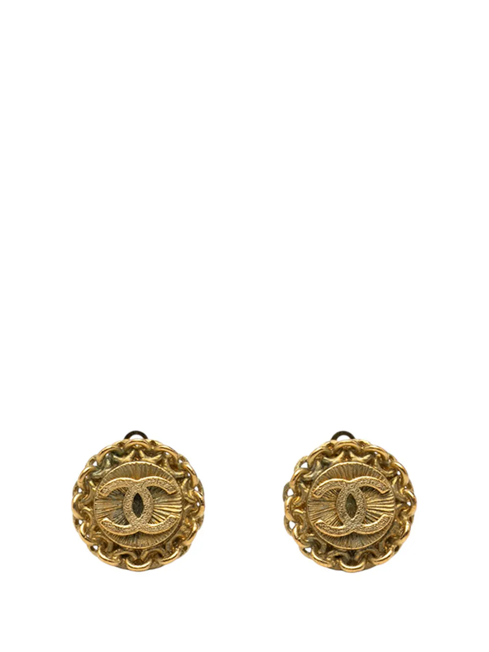 CHANEL Pre-Owned 1995 Gold Plated CC Chain Round Clip On Earrings costume earrings - Oro