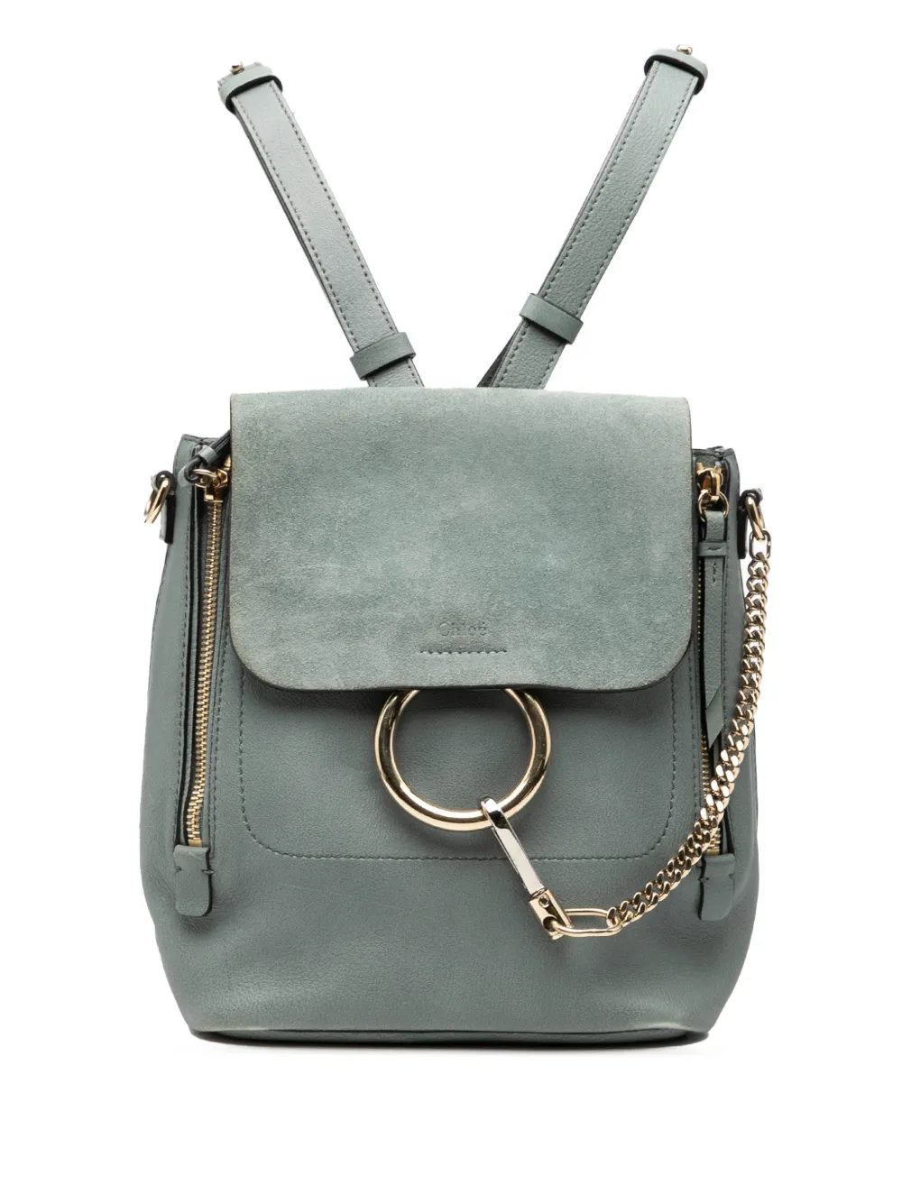 Chloé Pre-Owned 2017 Medium Calfskin and Suede Faye backpack - Blu