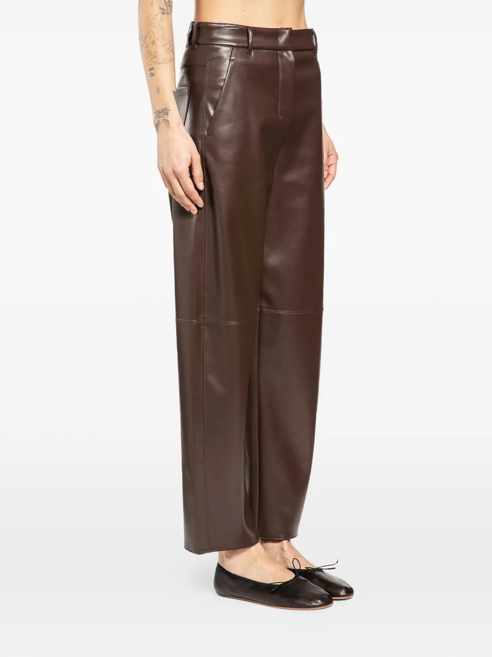  's Max Mara Faux-leather Trousers - Brown 
