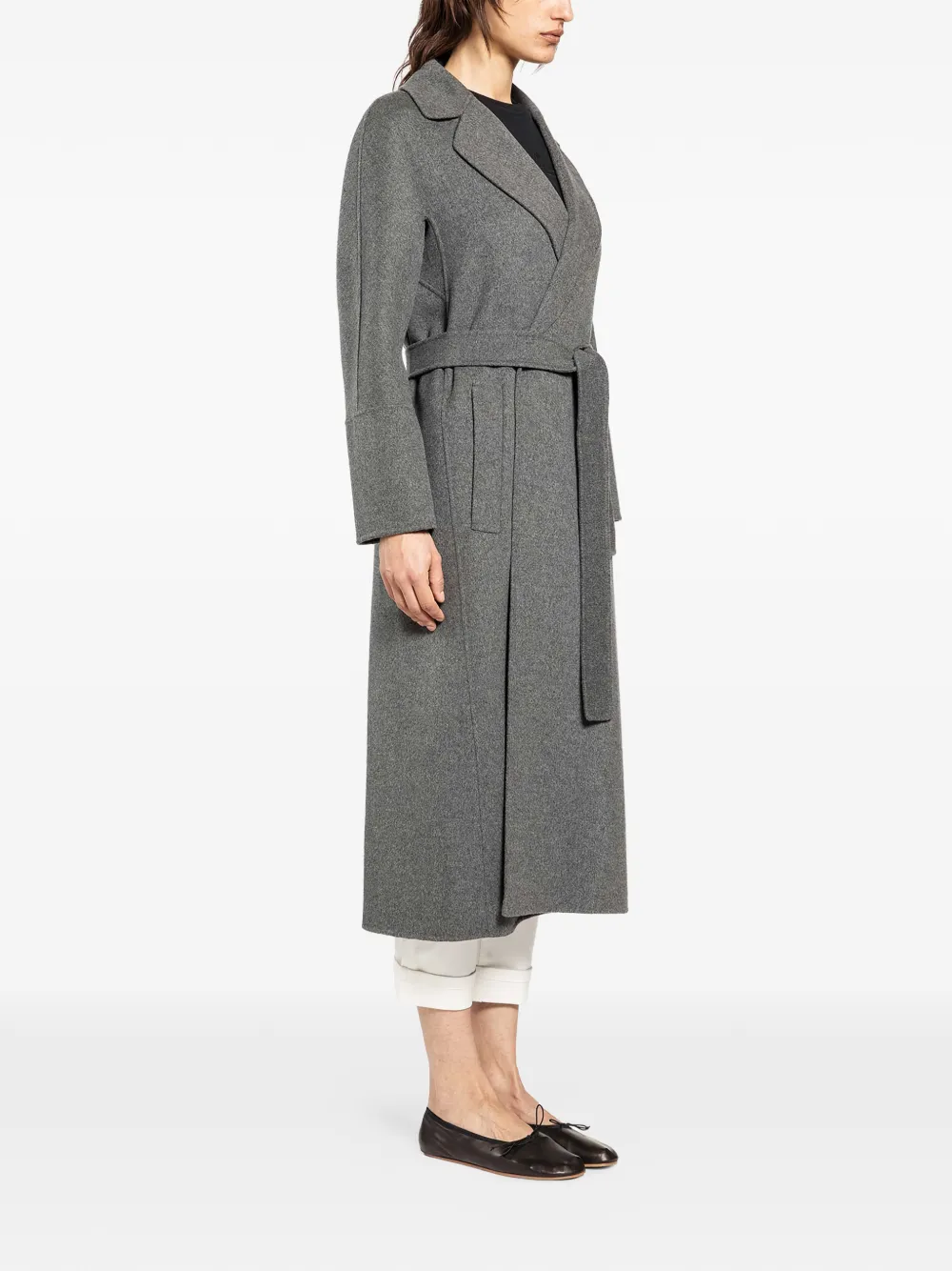  's Max Mara Belted Wool Wrap Coat - Grey 