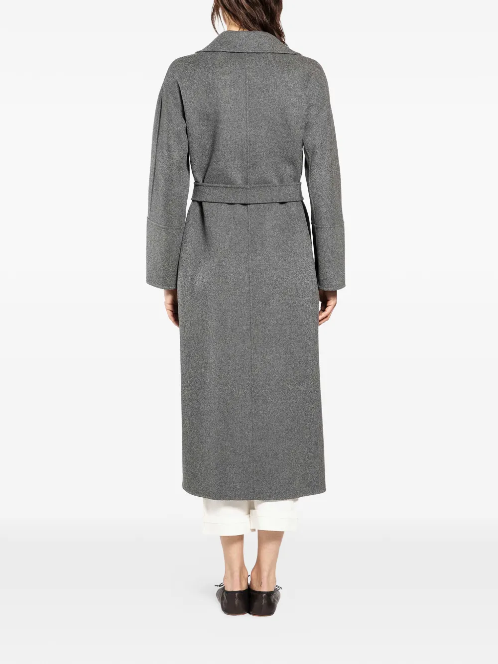  's Max Mara Belted Wool Wrap Coat - Grey 