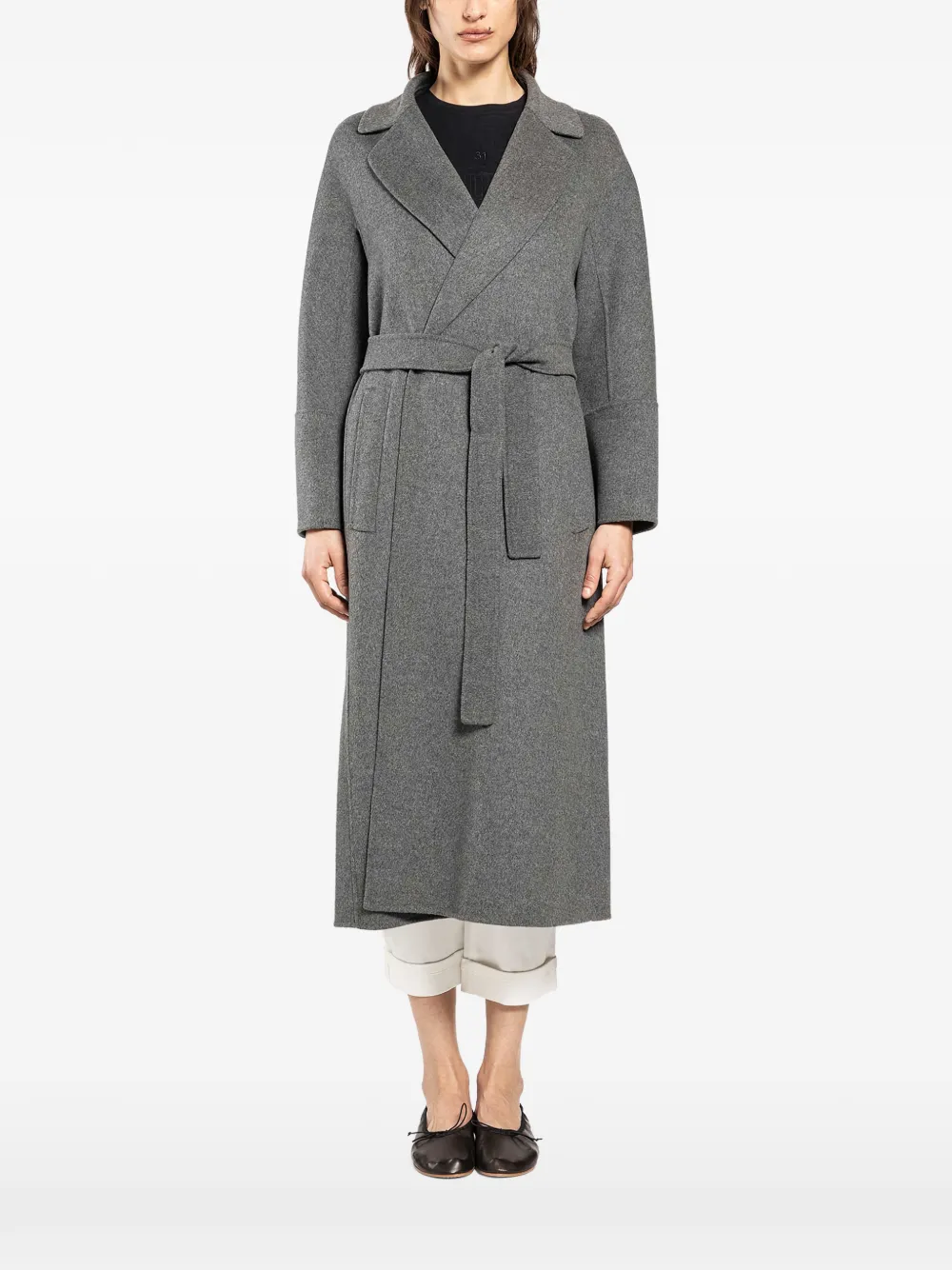 'S Max Mara belted wool wrap coat - Grigio