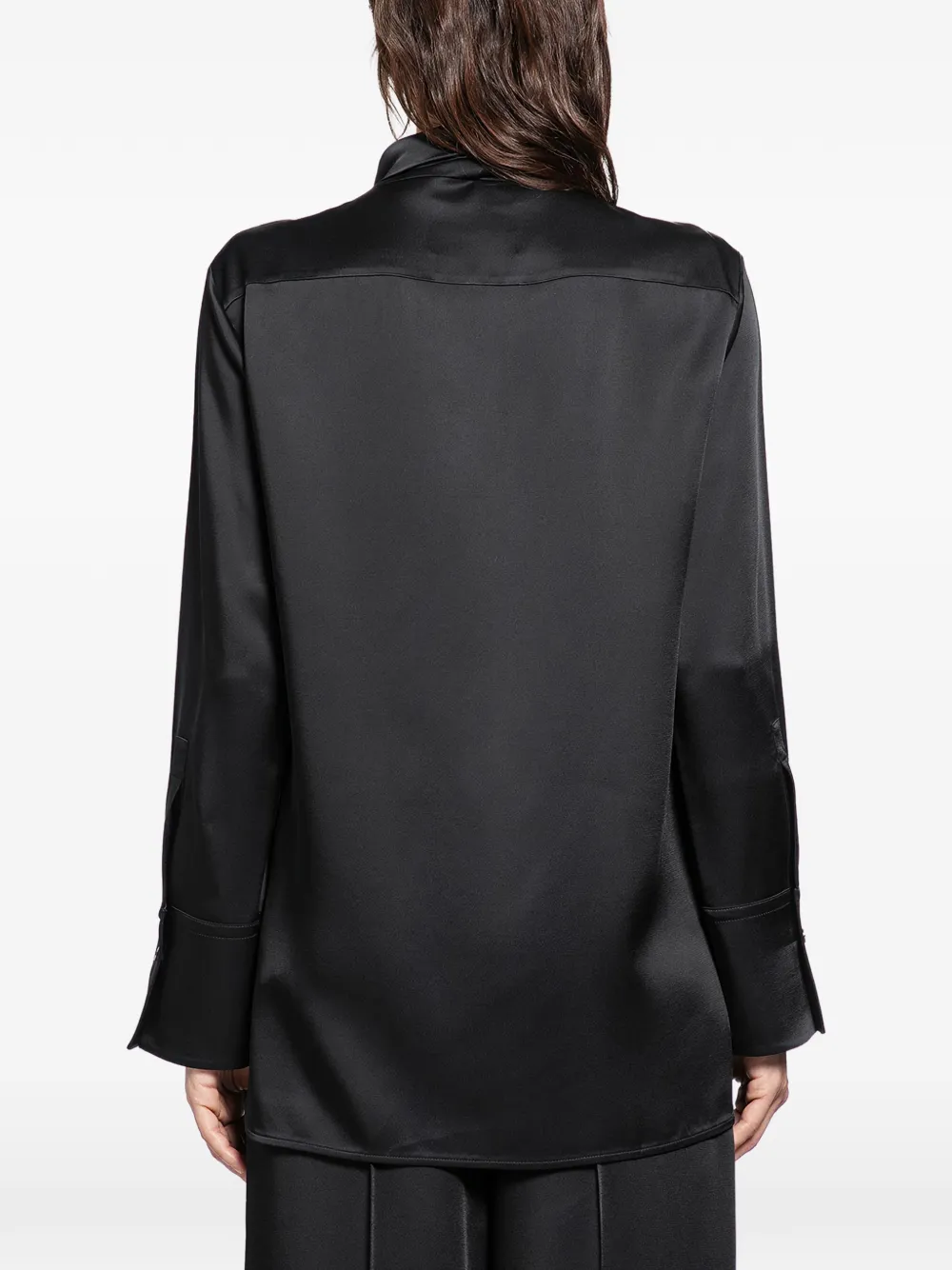Jil Sander 132 tie-neck Satin Blouse | Black | FARFETCH
