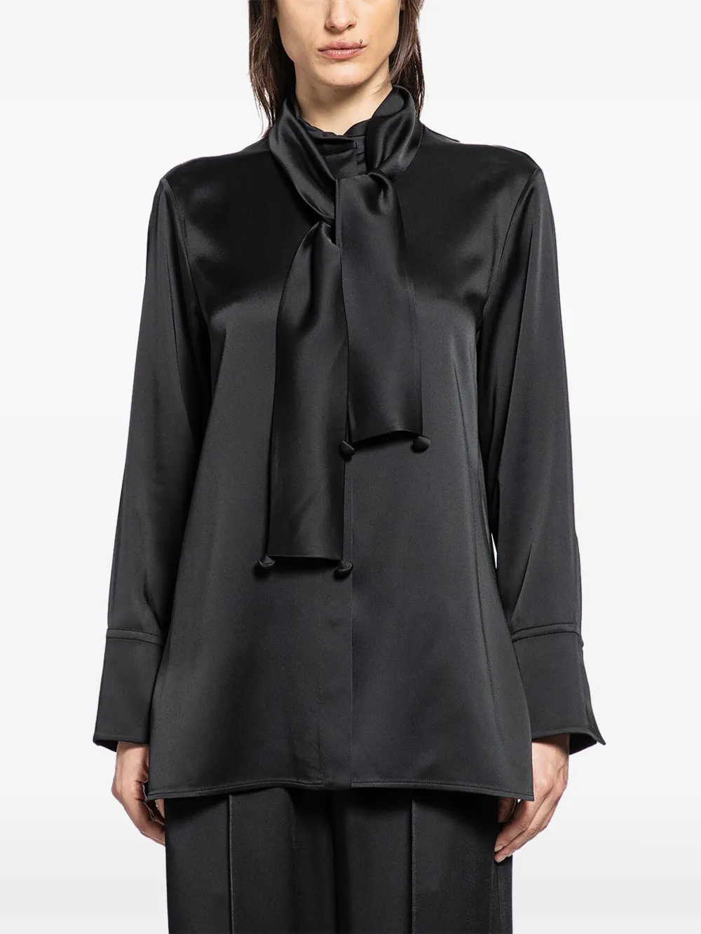 Jil Sander 132 tie-neck satin blouse - Nero