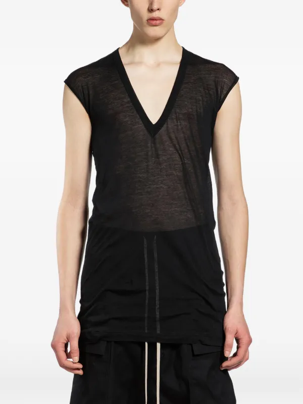 Rick Owens Vネック ノースリーブ Tシャツ | ブラック | FARFETCH JP