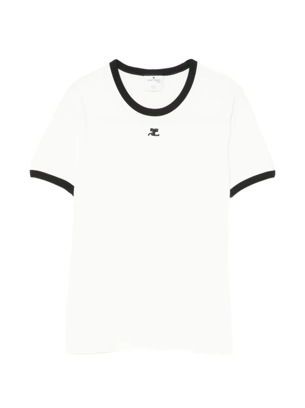 Courrèges T-shirt Ringer con logo - Bianco