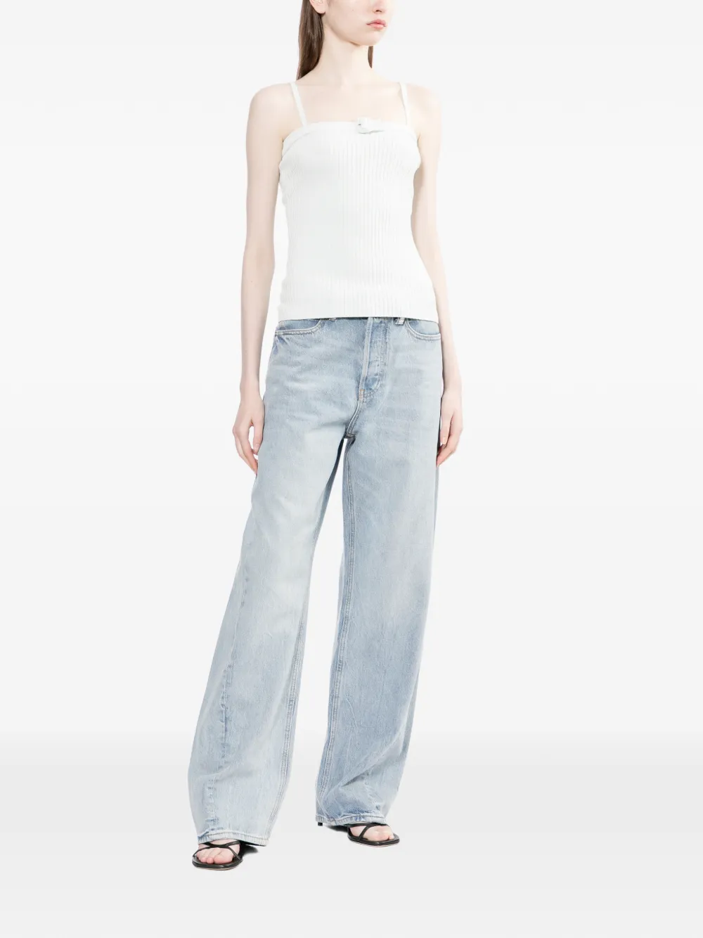  Courrèges Ribbed Strap Tank Top - Blue 