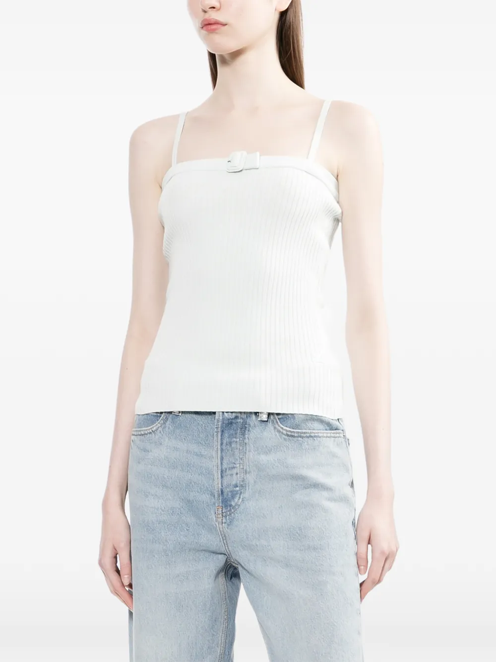  Courrèges Ribbed Strap Tank Top - Blue 