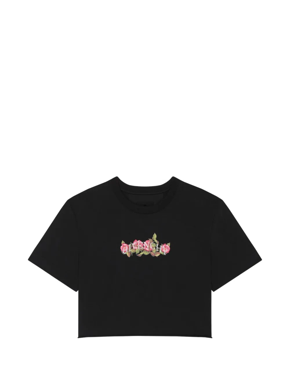 Givenchy floral-print cropped T-shirt - Schwarz