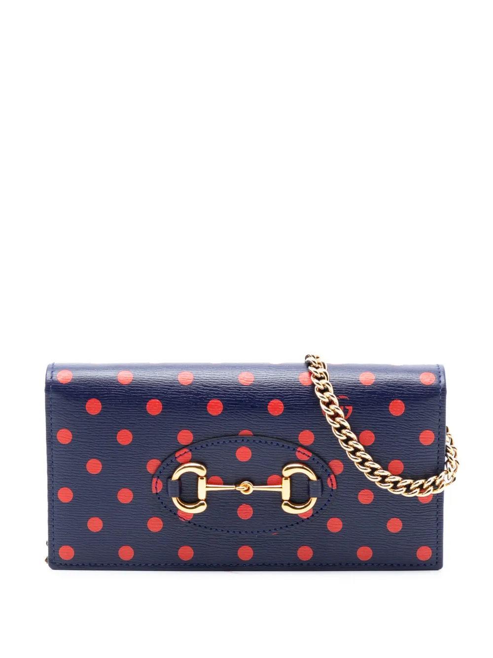Gucci Pre-Owned 2016-2025 Leather Horsebit 1955 Polka Dot Wallet on Chain crossbody bag - Blu