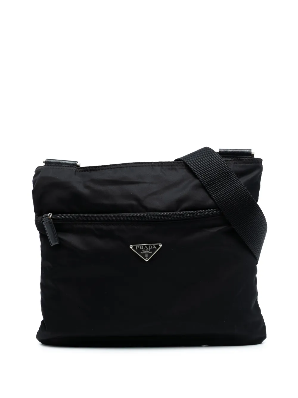 Pre-owned Prada 2013-2025 Tessuto Zip Top Crossbody Bag In Black