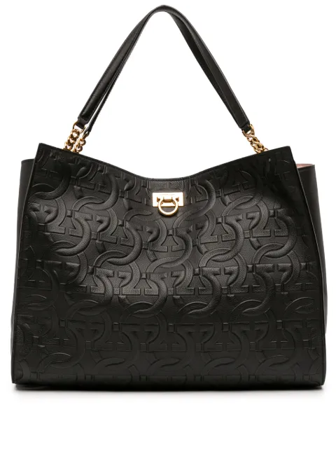 Ferragamo Pre-Owned 2020-2025 Gancini Embossed Calfskin Trifolio tote bag