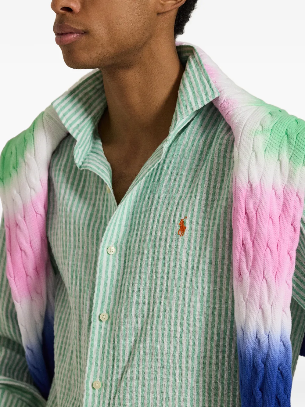 Polo Ralph Lauren Gestreept seersucker overhemd Groen
