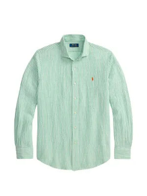 green pinstripe dress shirt Men's Hunter Green Pin Striped Dress Shirt Set with Tie and Handkerchief 17½ 36/37 / Hunter Green main image 1