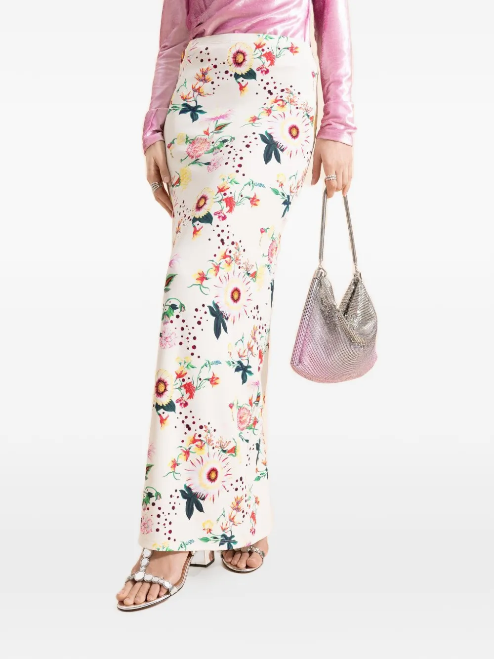  Rabanne Floral Maxi Skirt - Neutrals 