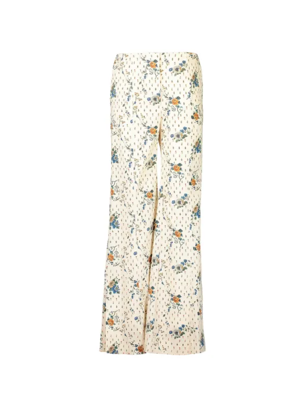 Borgo de Nor Floral Twill Trousers in Neutrals