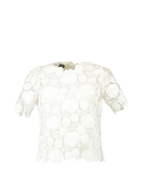 Monique Lhuillier floral short-sleeve blouse