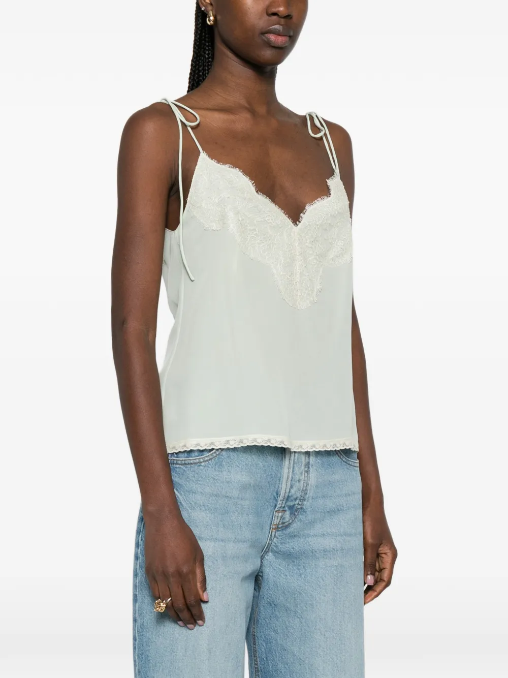 laced-trim blouse