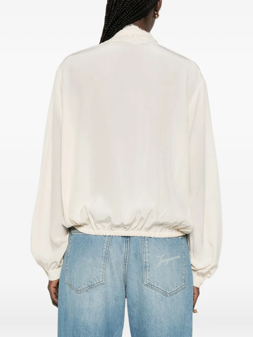 Valentino Garavani Blouse met kanten hals Beige