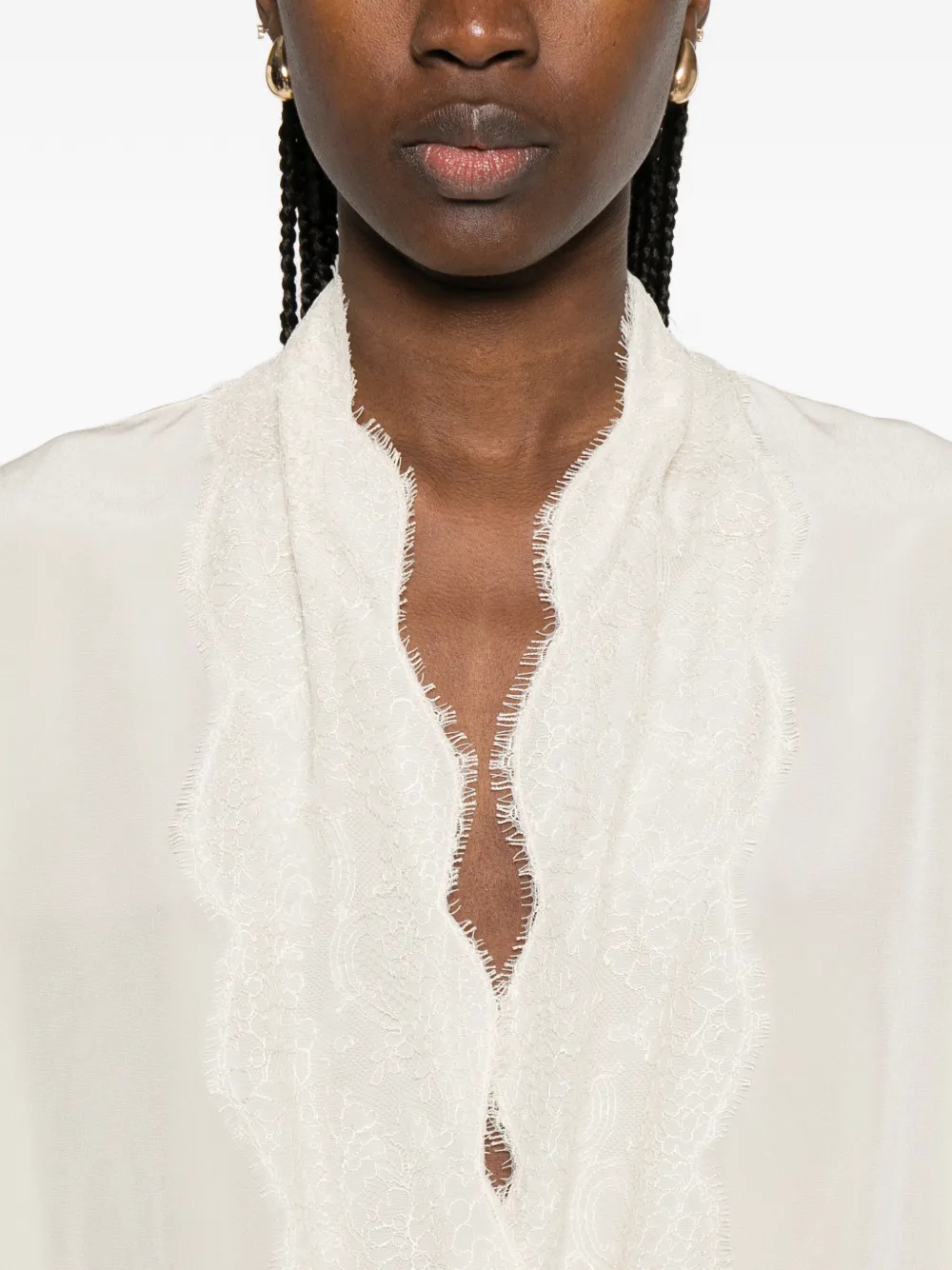 Valentino Garavani Blouse met kanten hals Beige