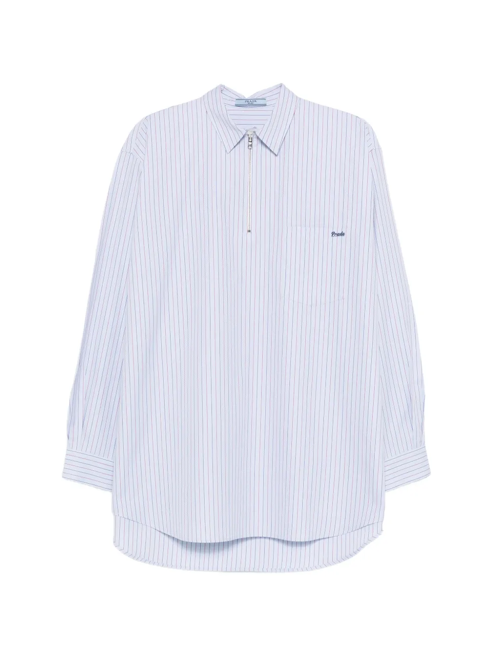 Prada striped zipped polo shirt - Blu