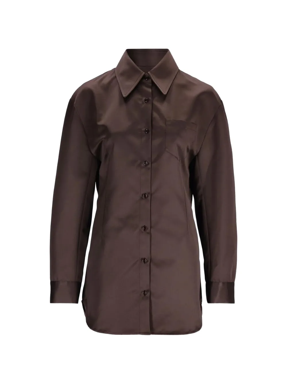 The Frankie Shop Akita cinched shirt mini dress - Marrone