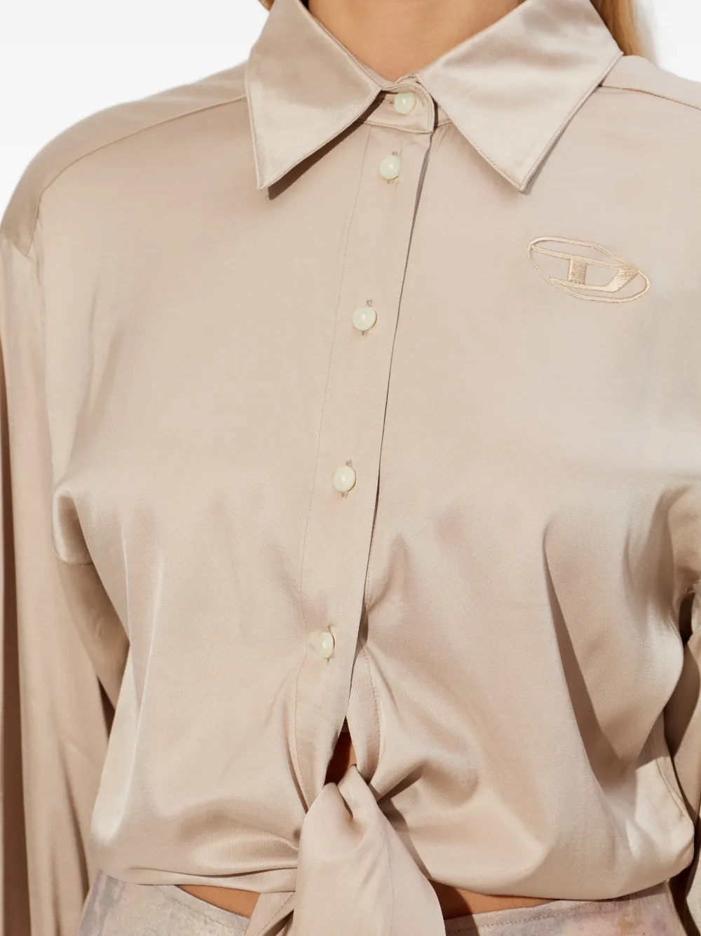 Diesel D-Elta mini-jurk met gestrikte voorkant Beige