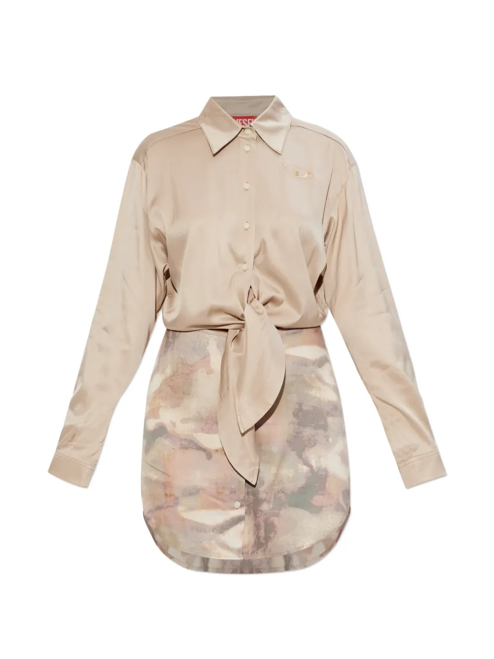 Diesel D-Elta-Mini tie-front printed mini dress - Toni neutri