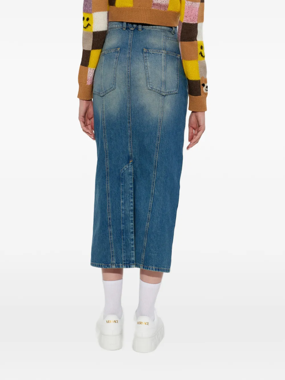 Moschino Midi-rok met logolabel Blauw