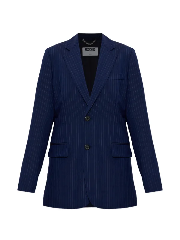 Moschino Pinstripe Button Jacket in Blue