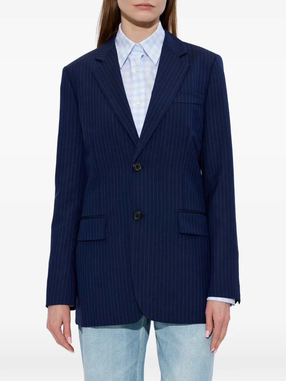  Moschino Pinstripe Button Jacket - Blue 