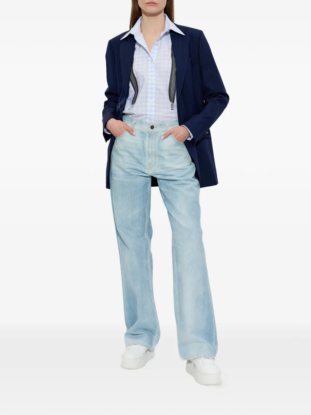  Moschino Pinstripe Button Jacket - Blue 