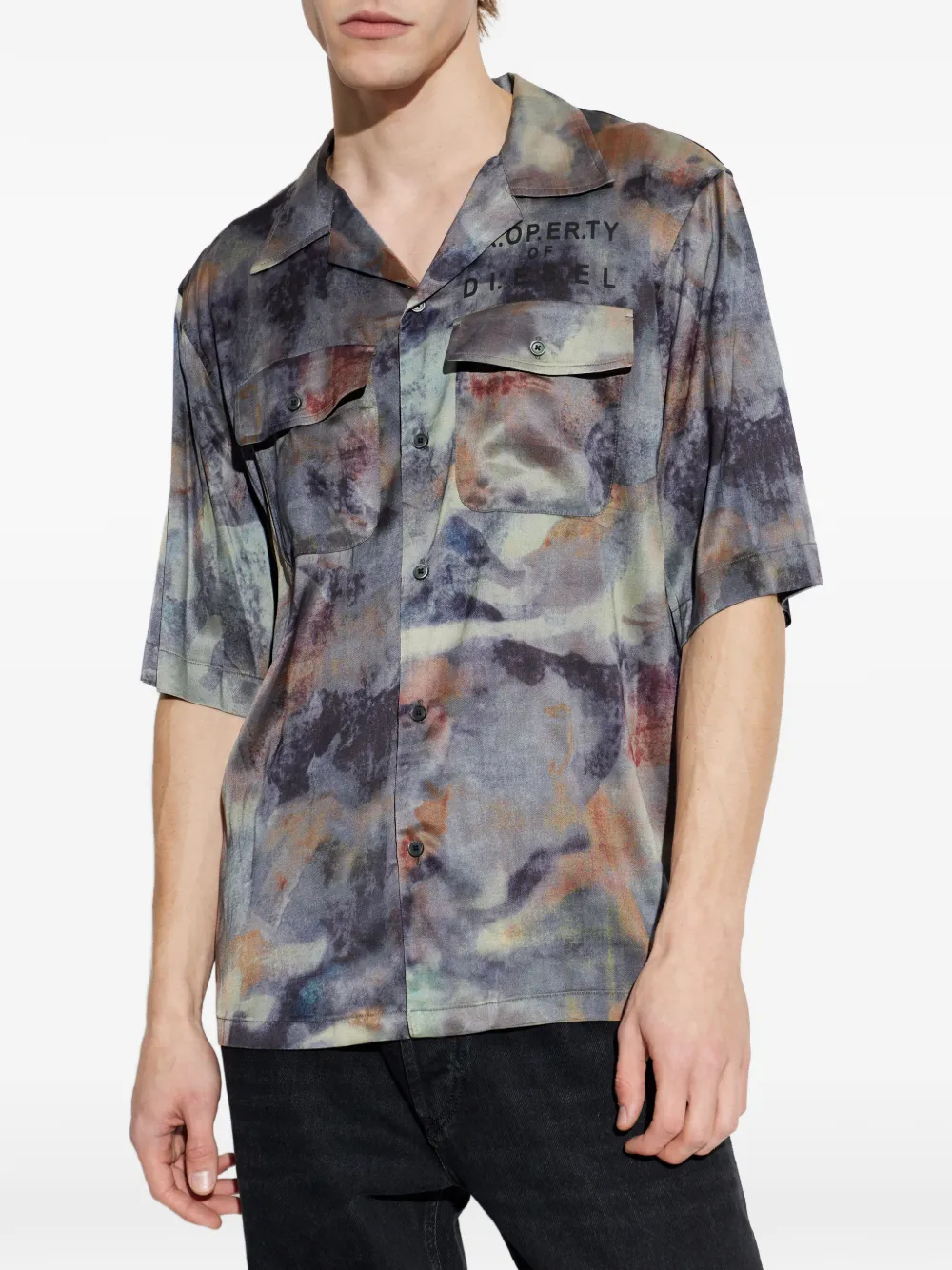 Diesel Overhemd met abstracte print Blauw